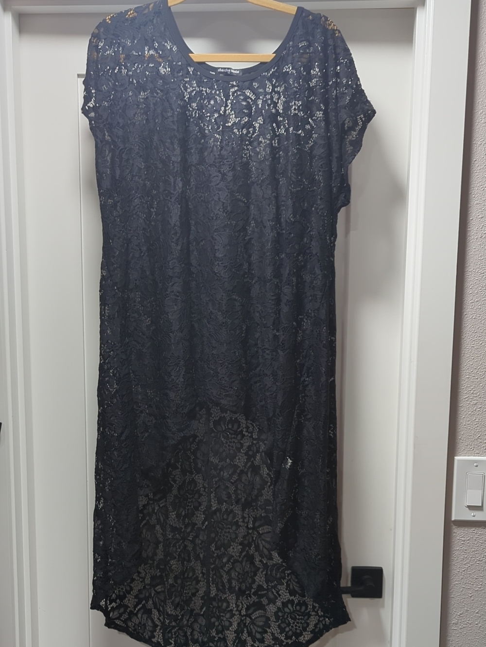 cha cha vente Black Lace High-Low Dress